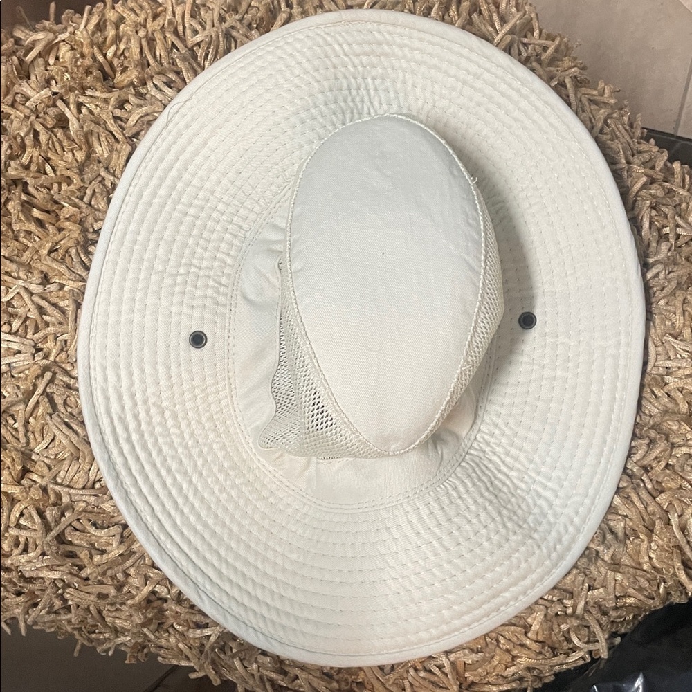 Cream Sun Hat with Mesh Ventilation